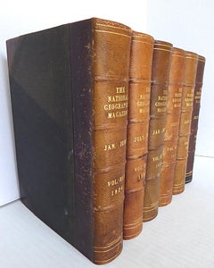 Antique Leather Spine 6 Volumes National Geographic Magazine 1924 1925 and 1926
