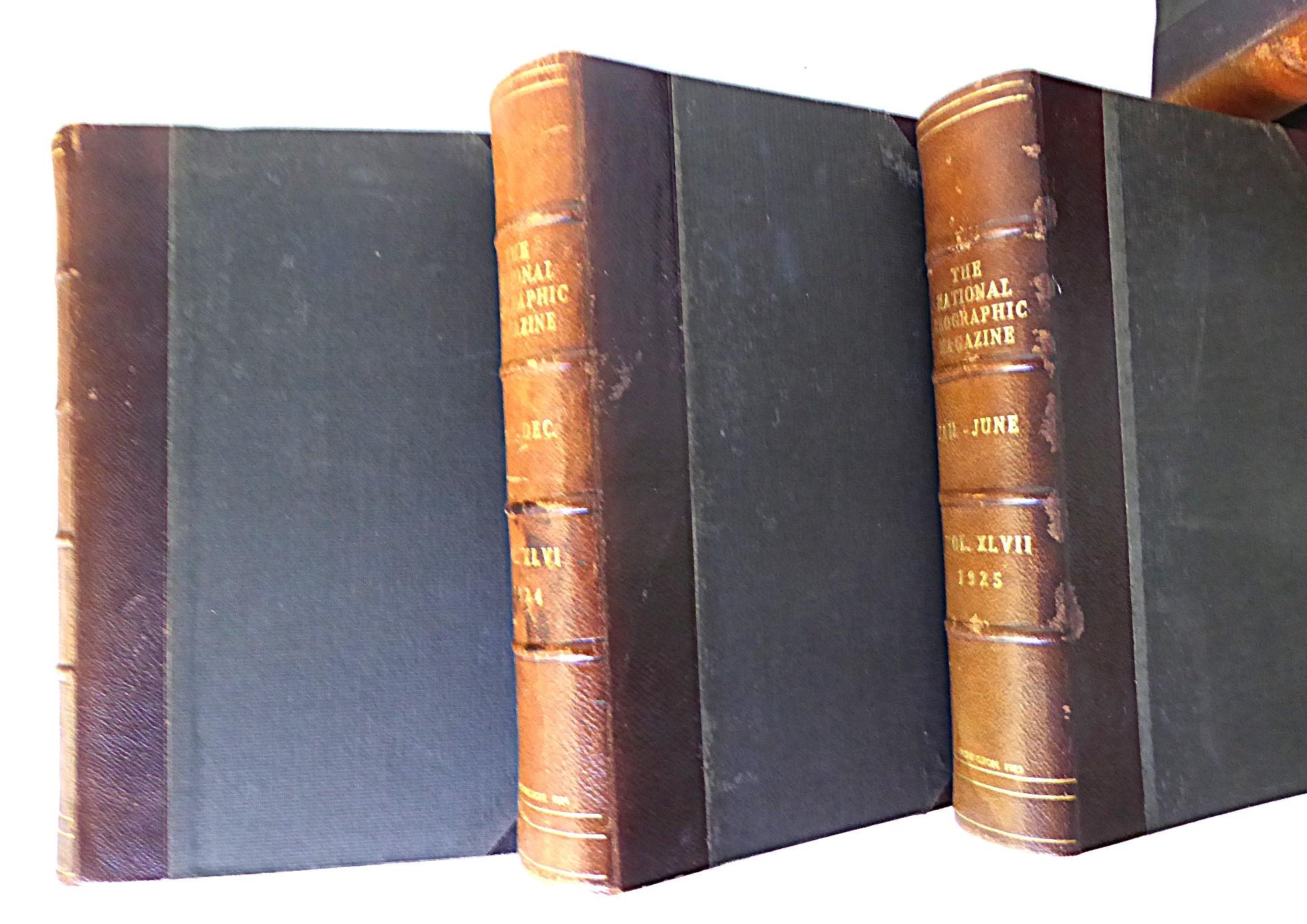Lomo de cuero antiguo 6 volúmenes Revista National Geographic 1924 1925 y 1926 principios del siglo XX en venta