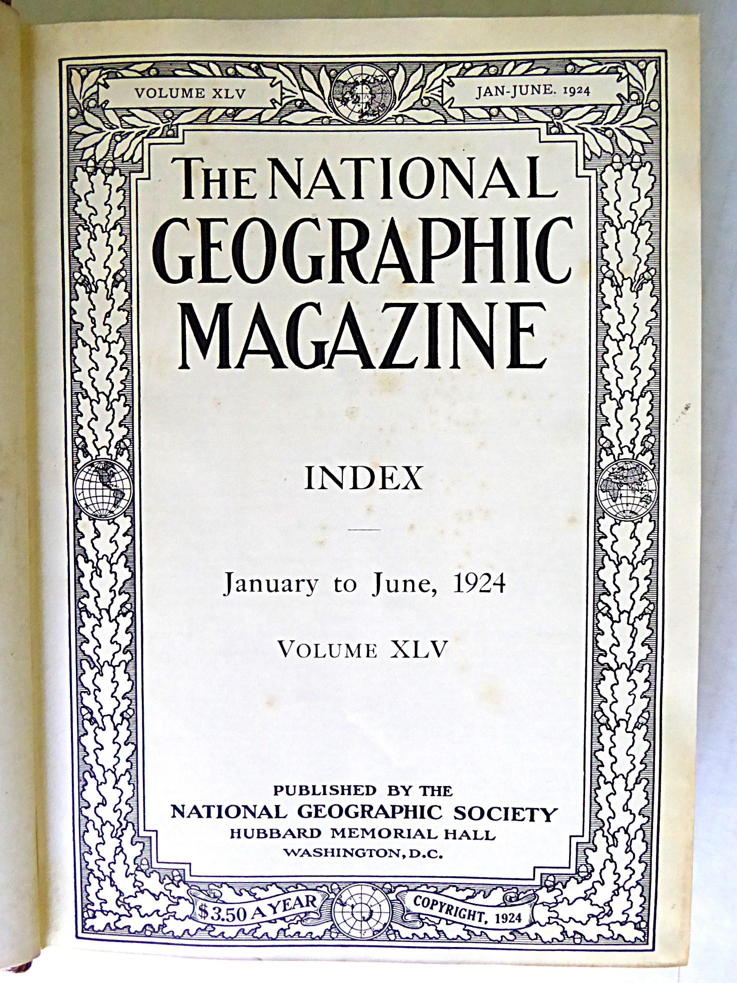 Lomo de cuero antiguo 6 volúmenes Revista National Geographic 1924 1925 y 1926 Cuero en venta