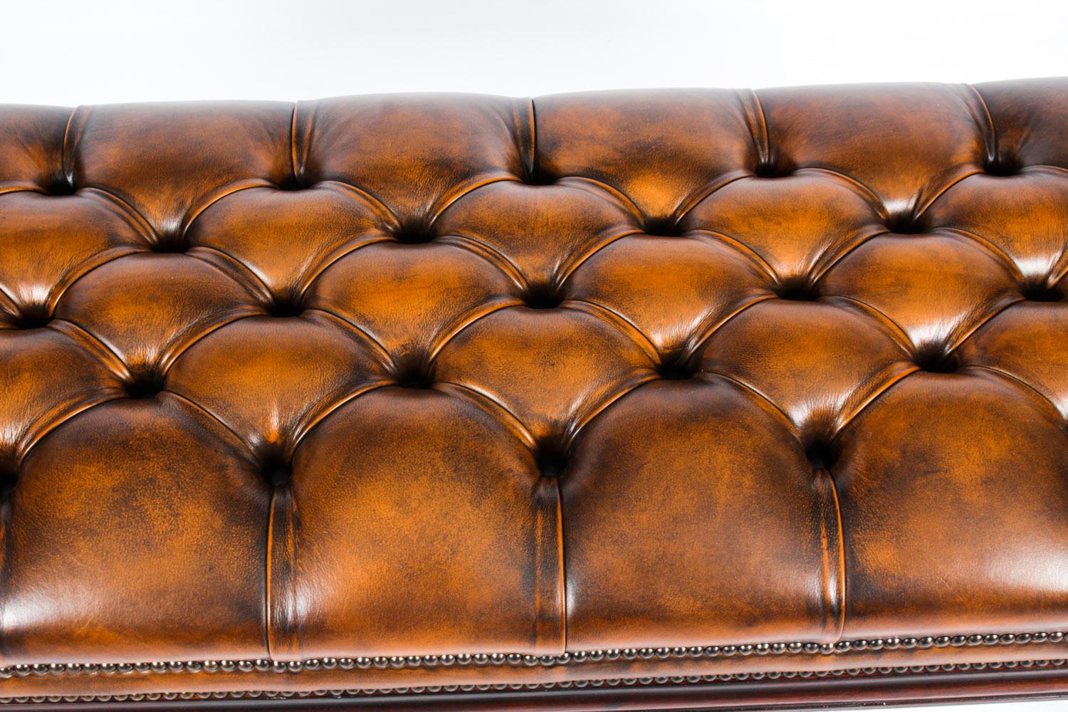 Antique Leather Stool Ottoman Coffee table Window Seat, 19th C In Good Condition In London, GB