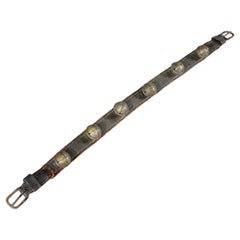 Antique Leather Strap with Six Brass Bells, Switzerland ca. 1900s