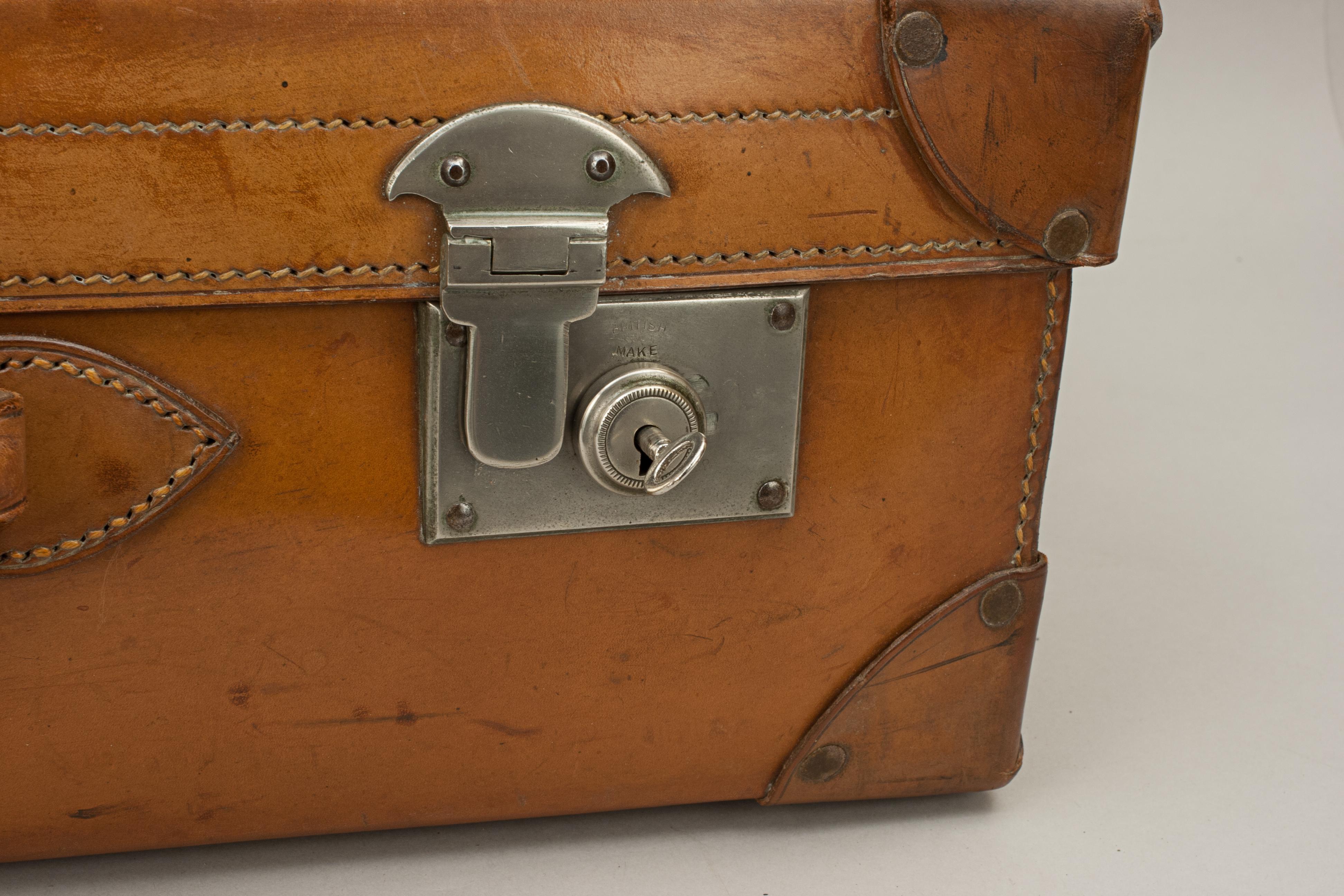 Antique Leather Suitcase, Travelling Luggage or Motoring Case 1