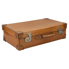 Antique Leather Suitcase, Travelling Luggage or Motoring Case