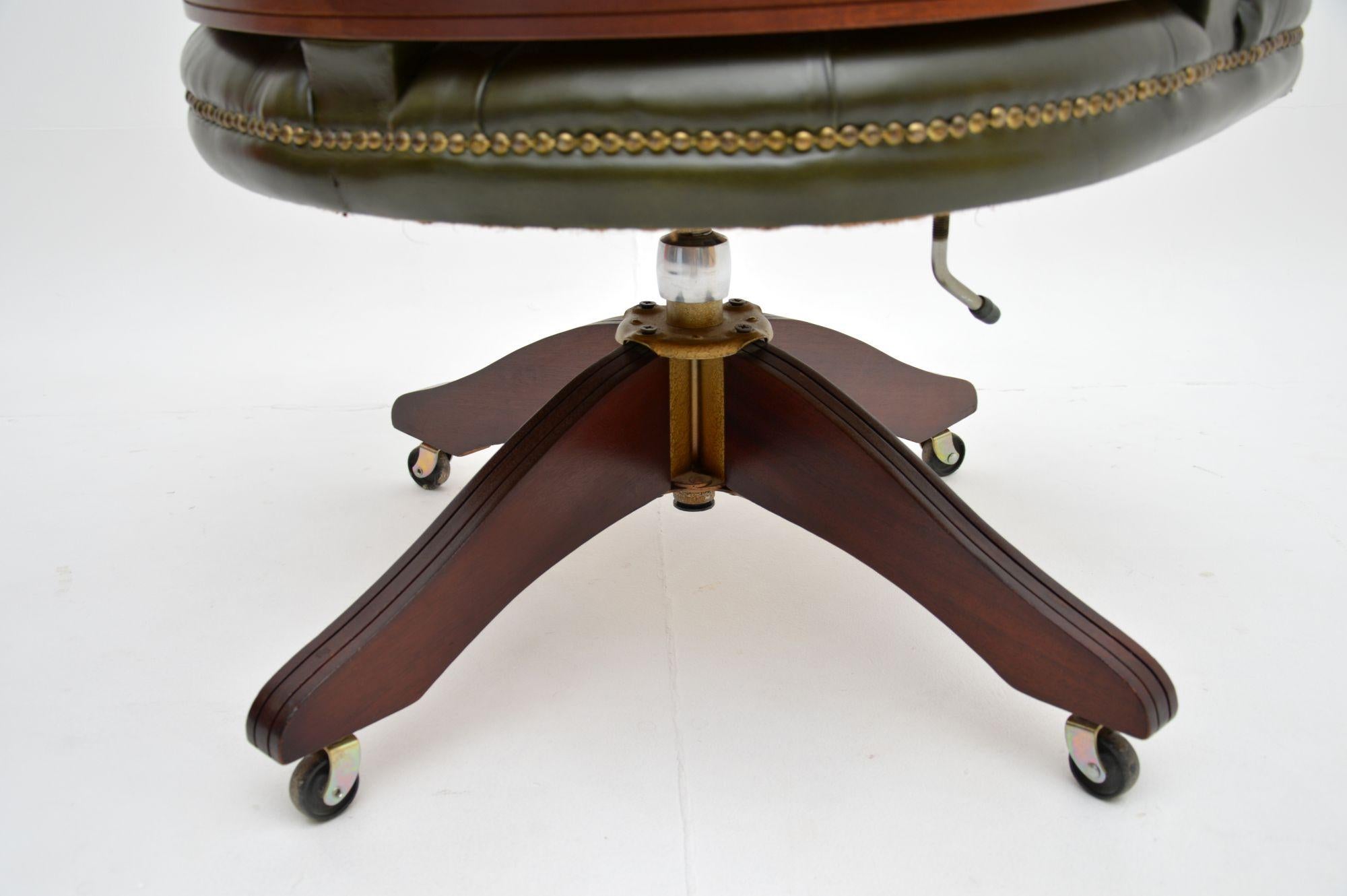Antique Leather Swivel Captains Desk Chair 3