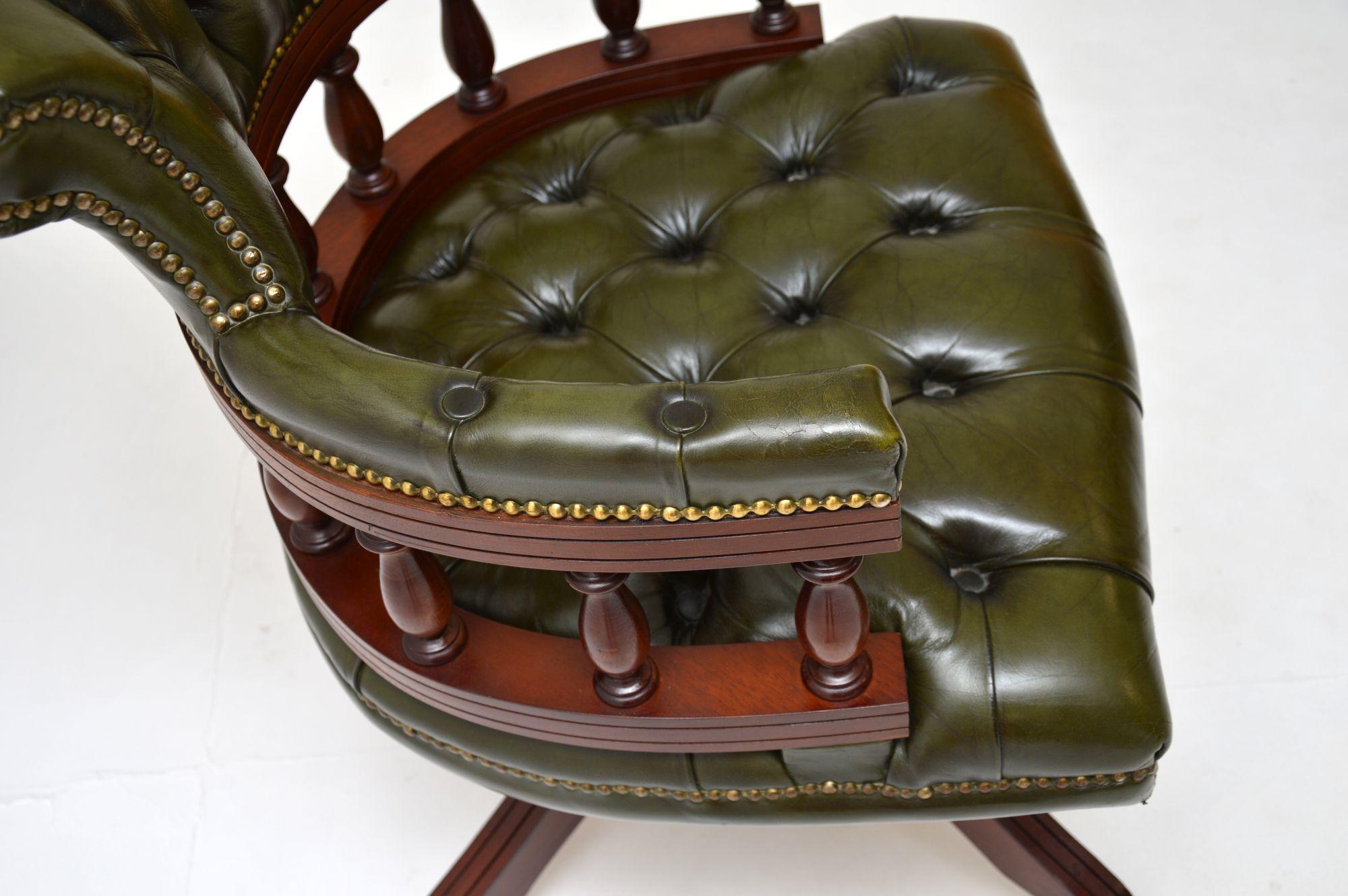 Antique Leather Swivel Captains Desk Chair 1