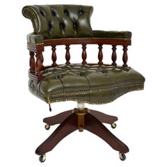 Antique Leather Swivel Captains Desk Chair