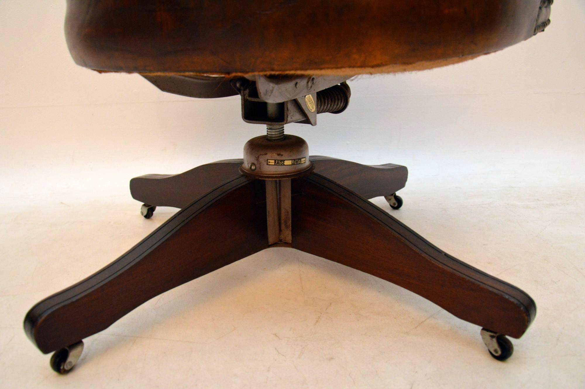 Antique Leather Swivel Desk Chair 2