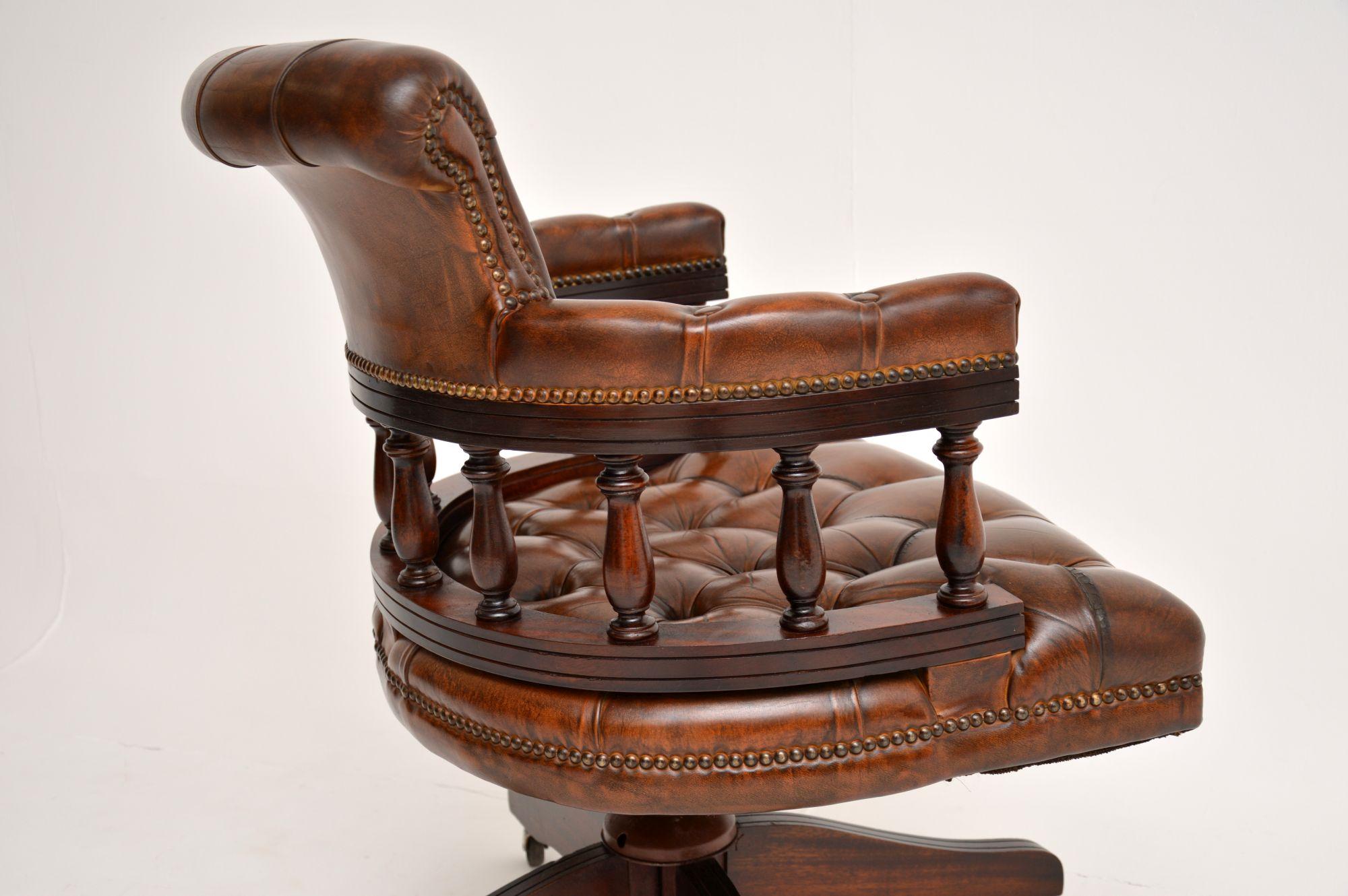 Antique Leather Swivel Desk Chair 4