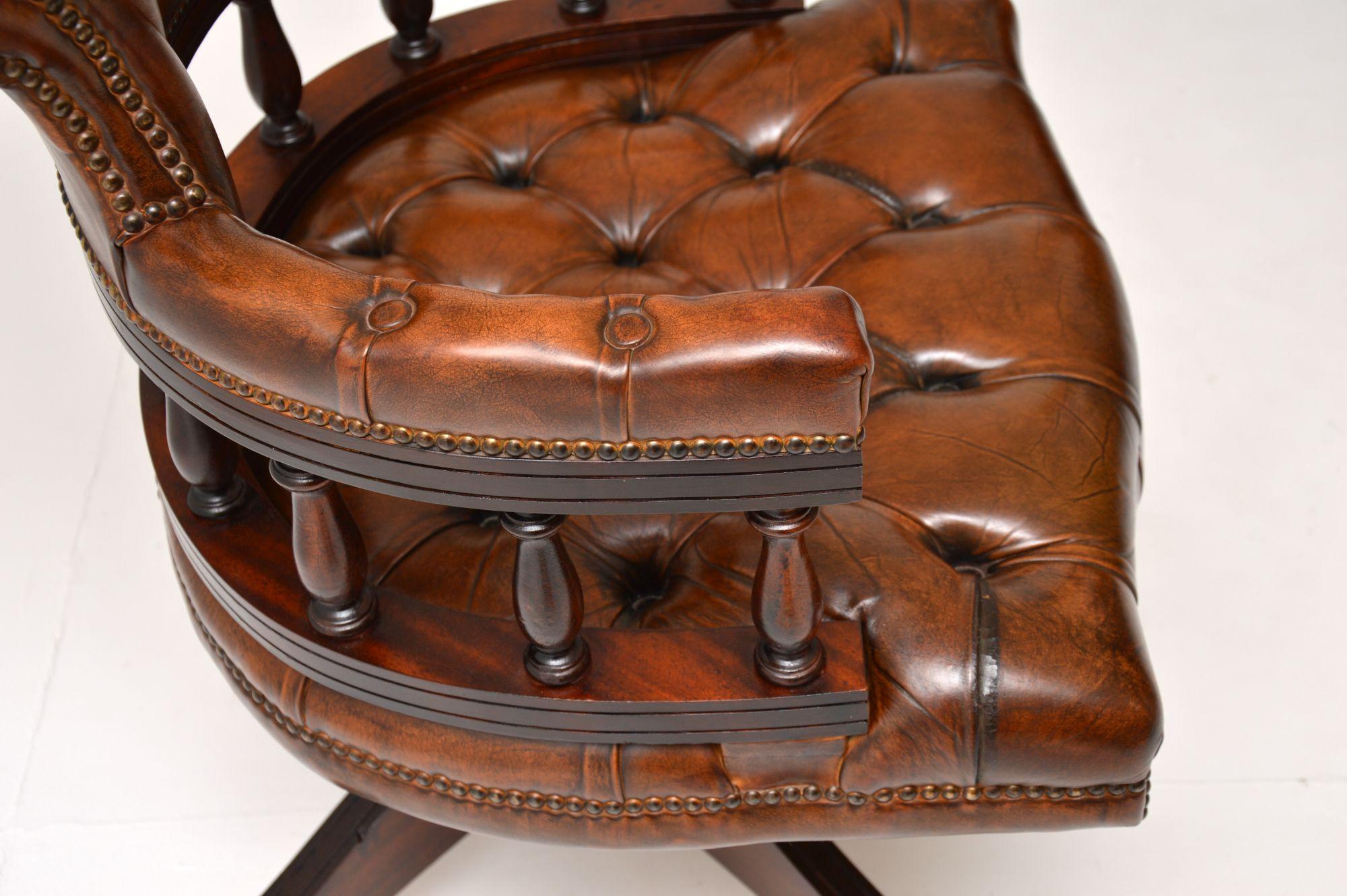20th Century Antique Leather Swivel Desk Chair