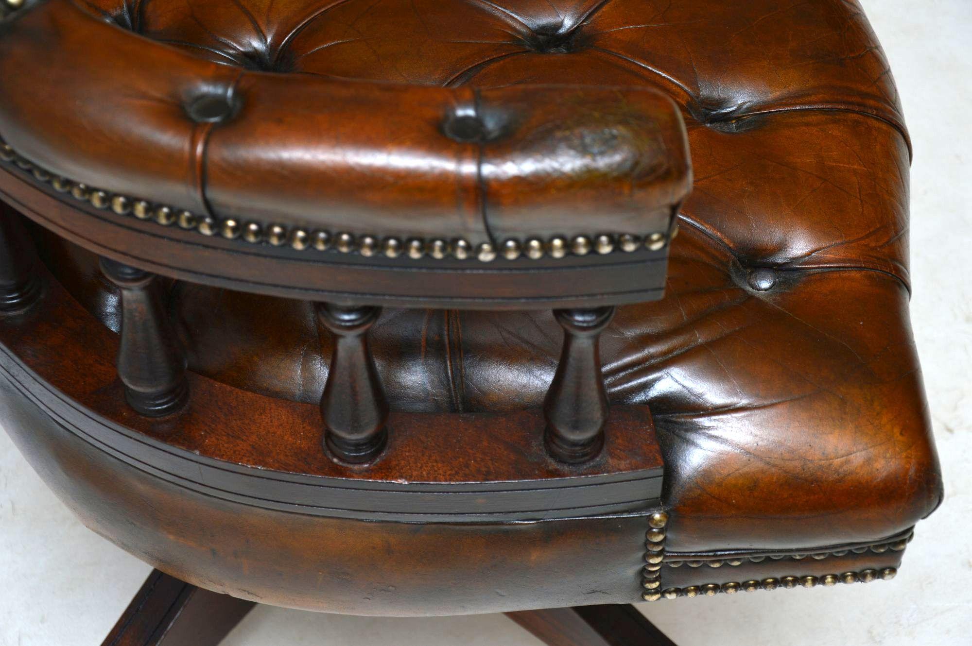 Antique Leather Swivel Desk Chair In Excellent Condition In London, GB