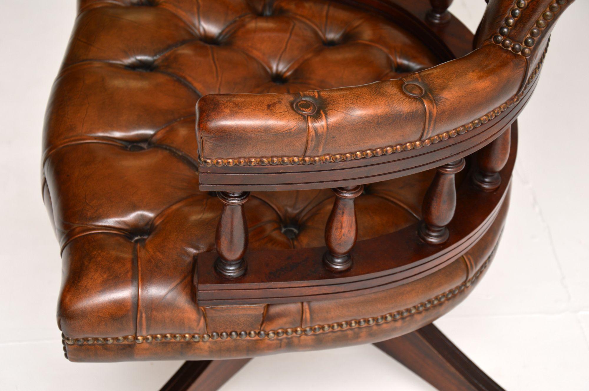 Antique Leather Swivel Desk Chair 1