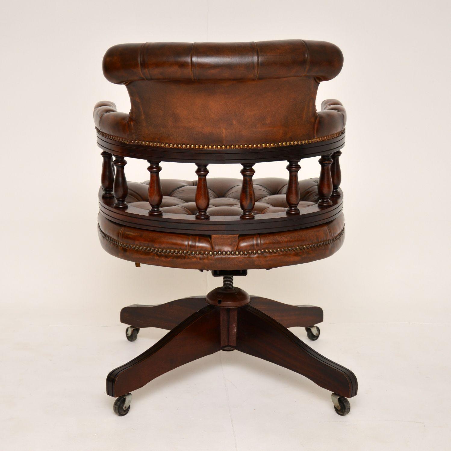 Antique Leather Swivel Desk Chair 2