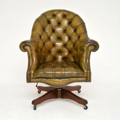 Antique Leather Swivel Directors Desk Chair