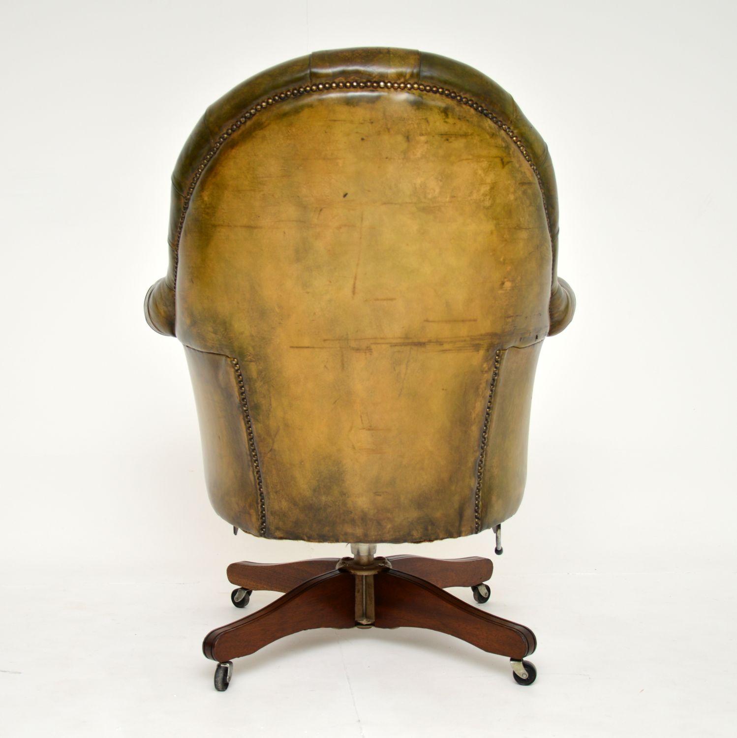 Antique Leather Swivel Directors Desk Chair 2