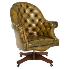 Antique Leather Swivel Directors Desk Chair