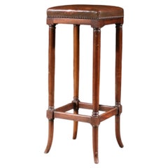 Antique Leather Tall Stool