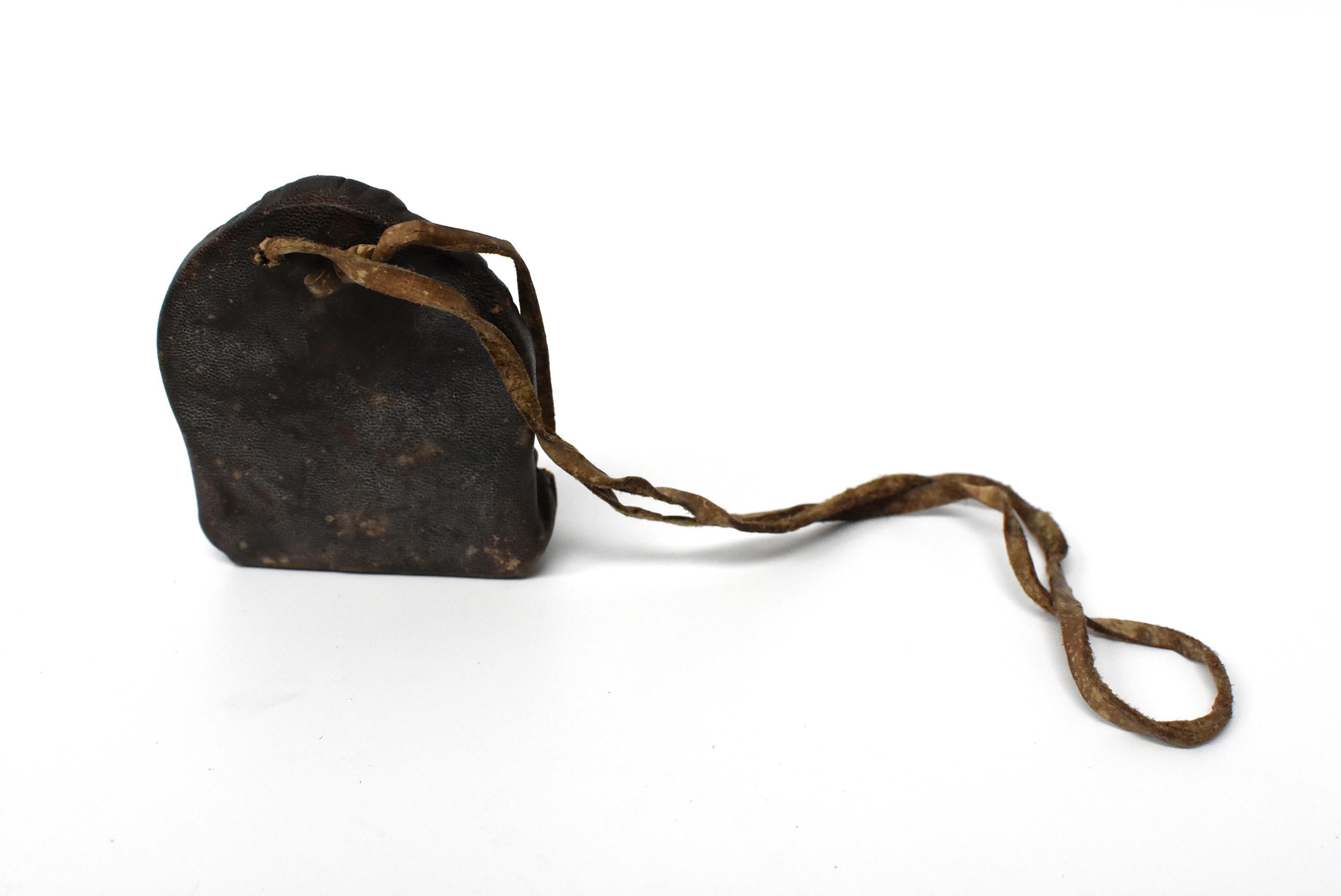 Antique Leather Tibetan Amulet with Buddha Teaching 3