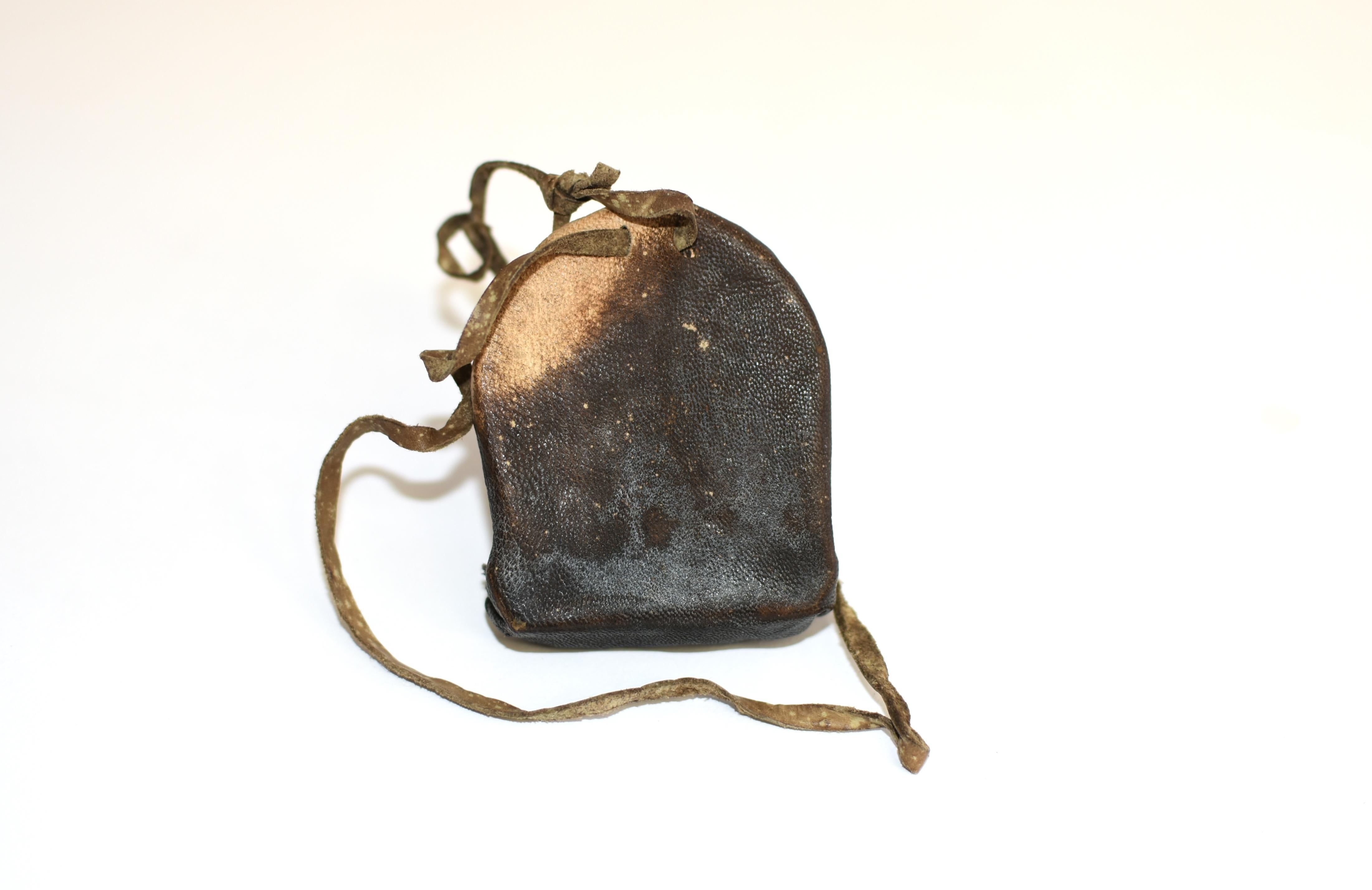 Antique Leather Tibetan Amulet with Meditative Buddha  6