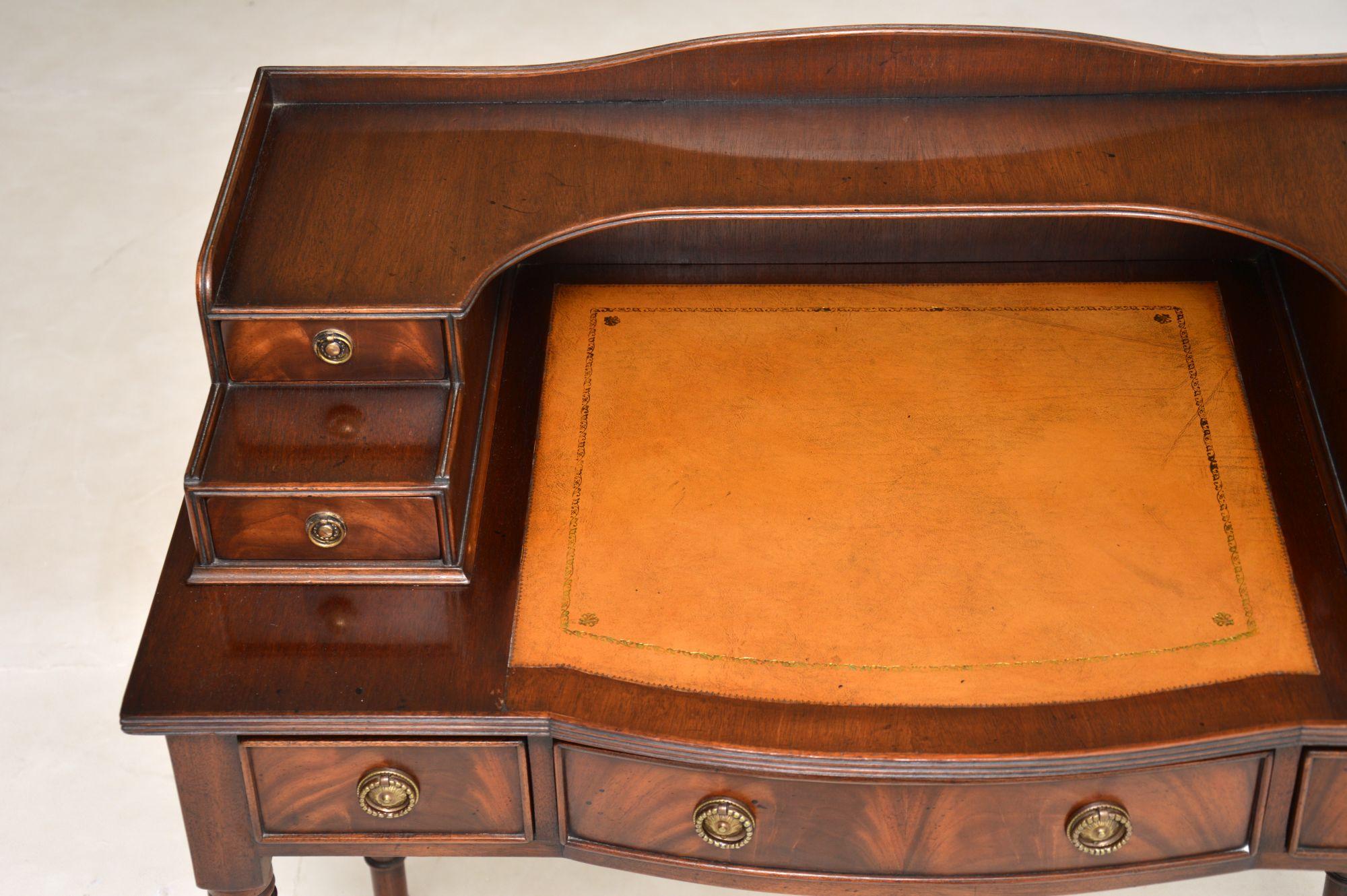English Antique Leather Top Bonheur Du Jour Writing Table / Desk