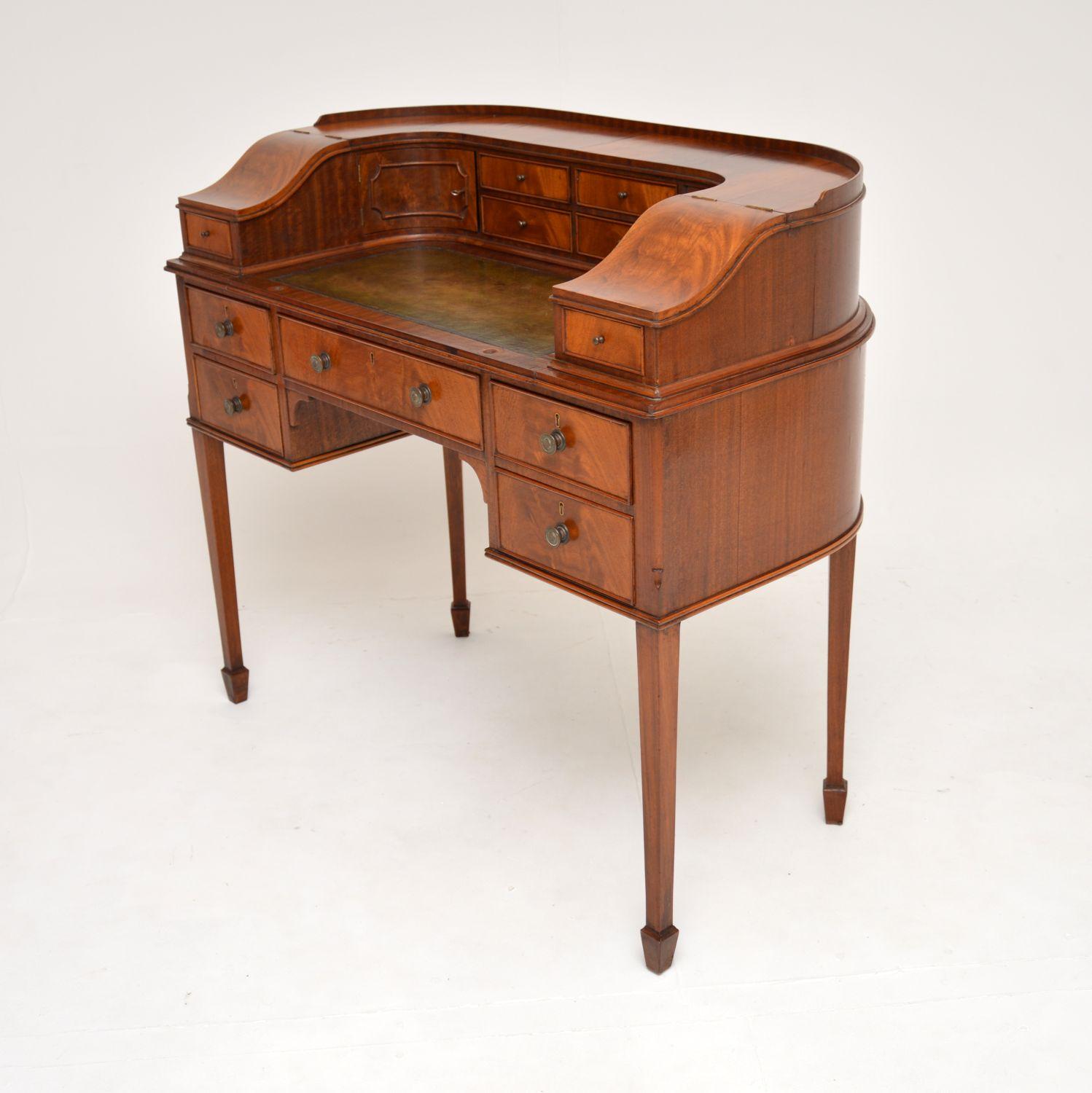 British Antique Leather Top Carlton House Desk