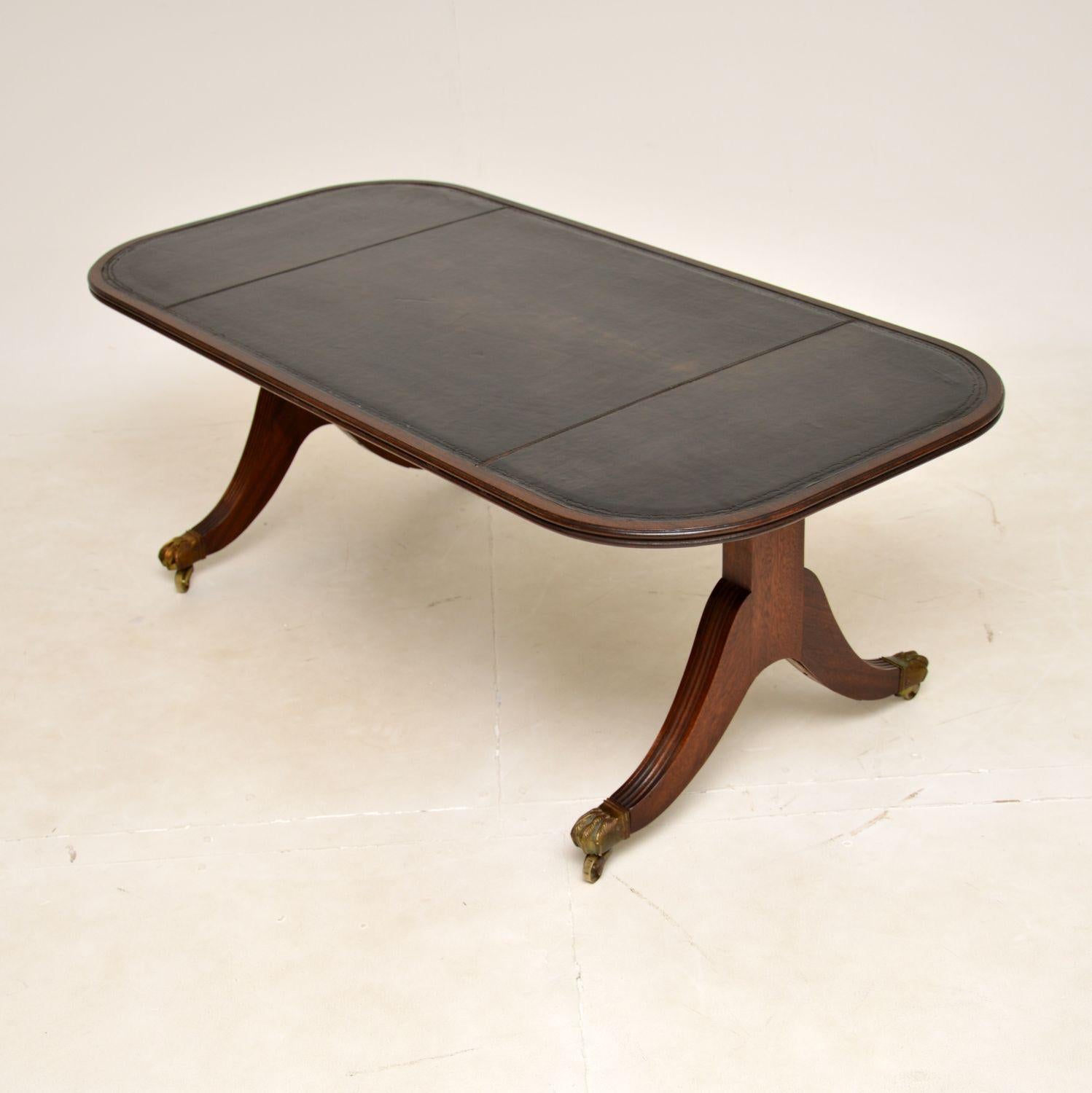 Regency Antique Leather Top Coffee Table