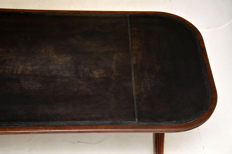 Mid-20th Century Antique Leather Top Coffee Table For Sale
