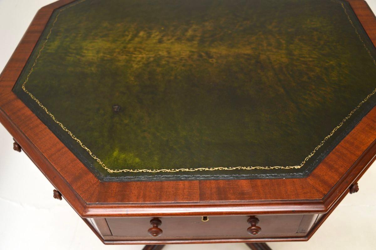 Early 20th Century Antique Leather Top Drum Table