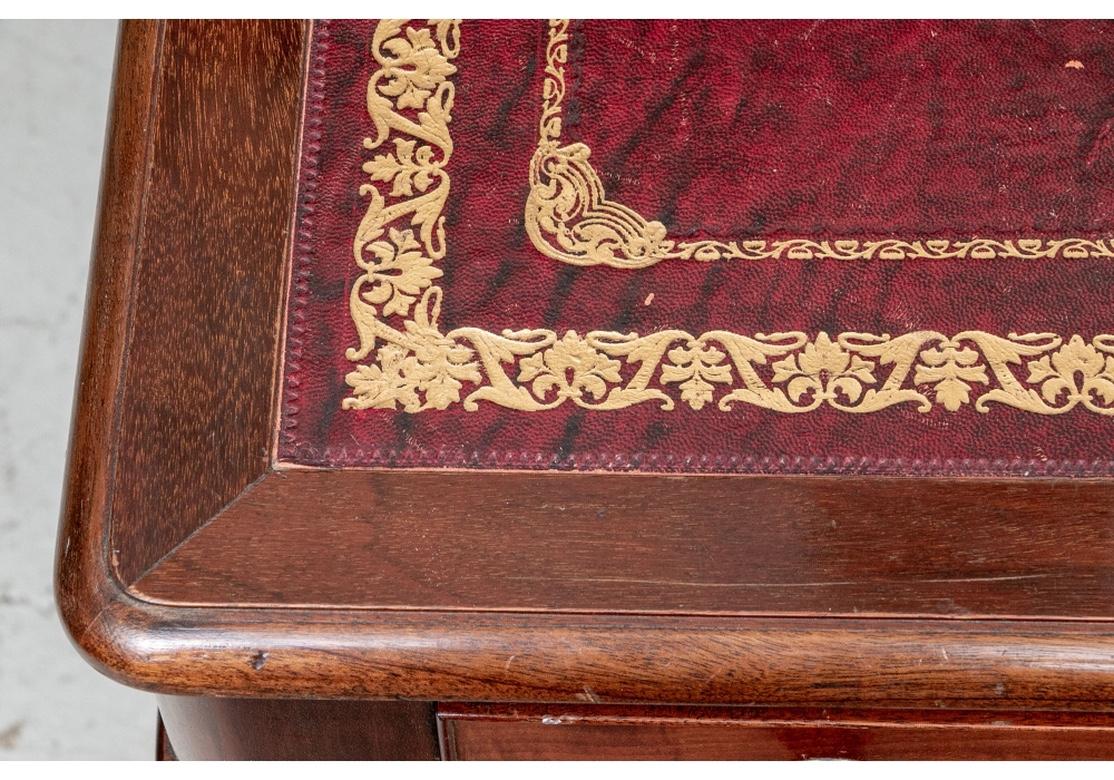 Antique Leather Top Mahogany Partners Desk 1