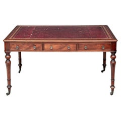 Antique Leather Top Mahogany Partners Desk