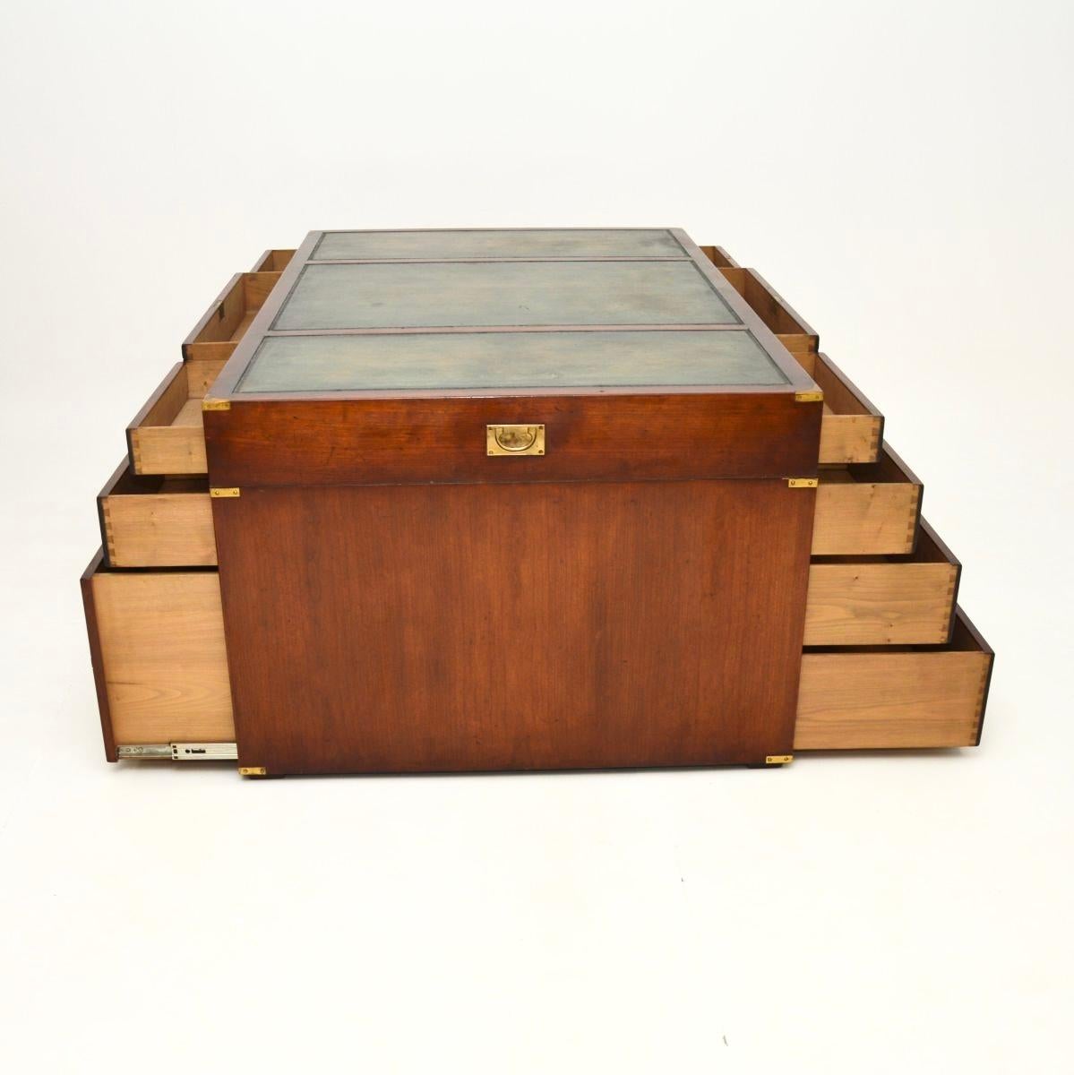 Antique Leather Top Military Campaign Style Partners Desk For Sale 1