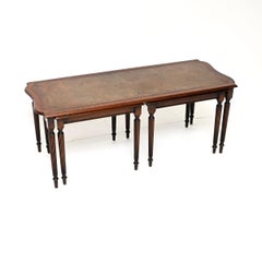 Antique Leather Top Nesting Coffee Table / Side Tables
