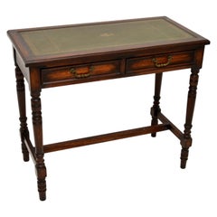 Antique Leather Top Oak Writing Table / Desk