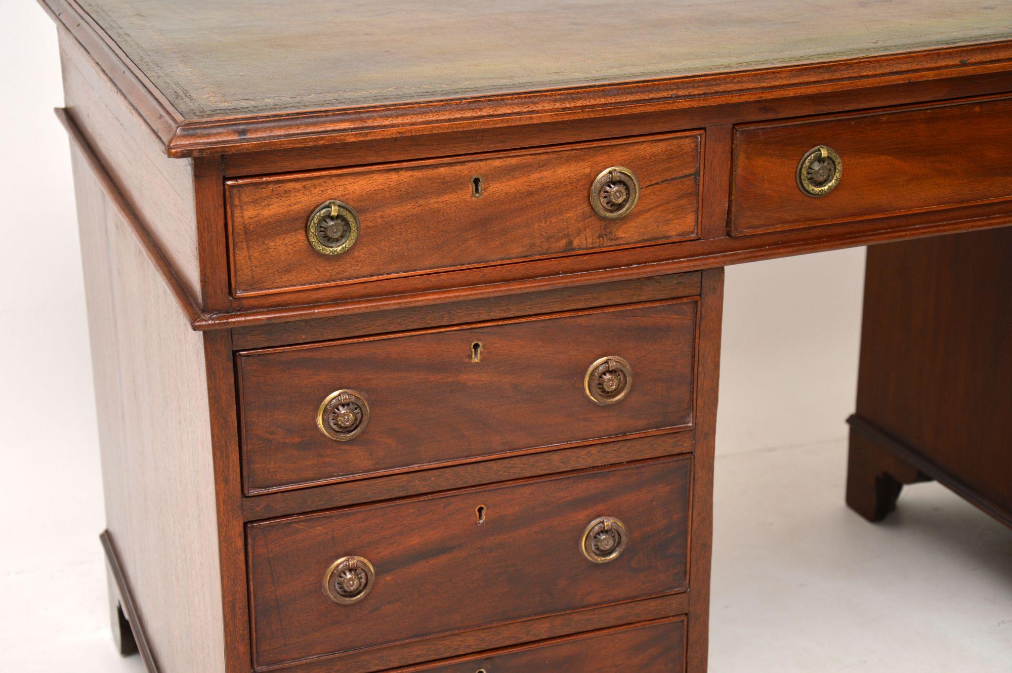 Antique Leather Top Pedestal Desk 1