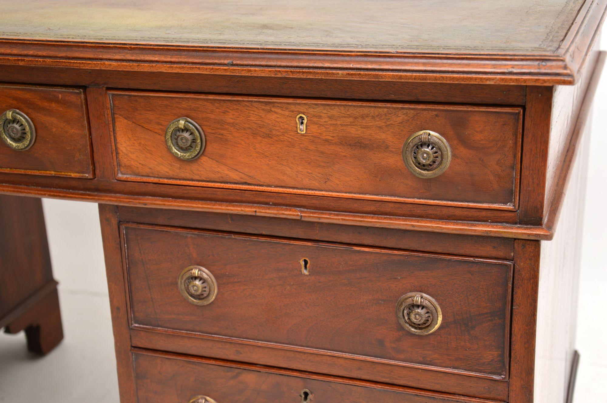 Antique Leather Top Pedestal Desk 3