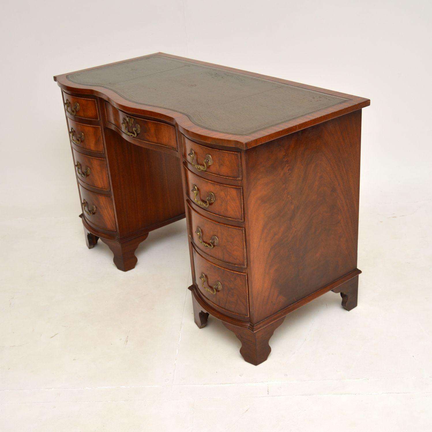 British Antique Leather Top Pedestal Desk