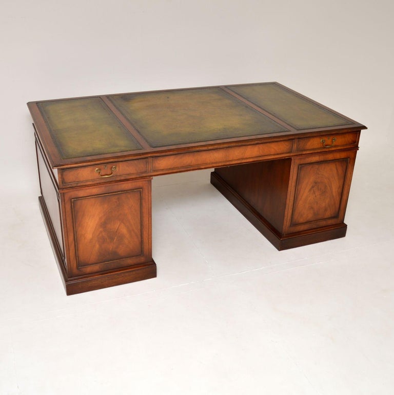 Antique Leather Top Pedestal Desk at 1stDibs