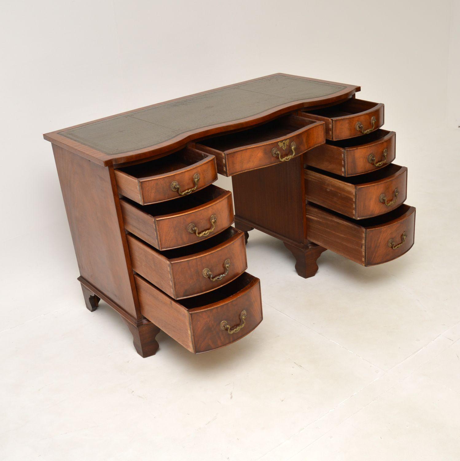Mid-20th Century Antique Leather Top Pedestal Desk