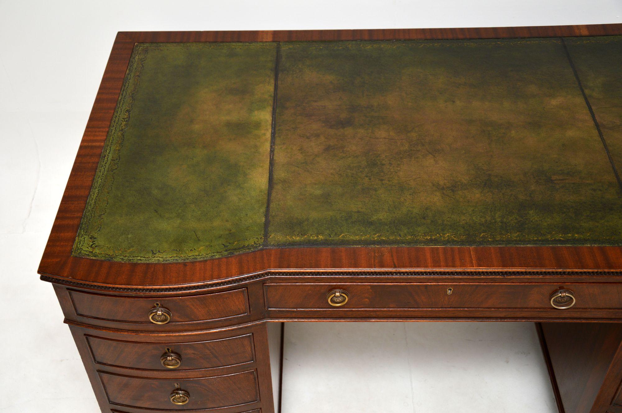 British Antique Leather Top Pedestal Desk