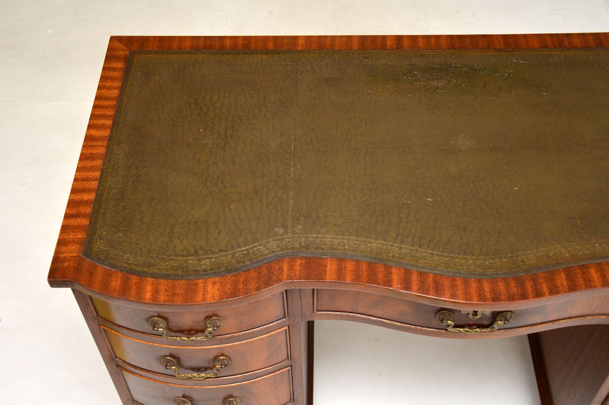 Antique Leather Top Pedestal Desk 2