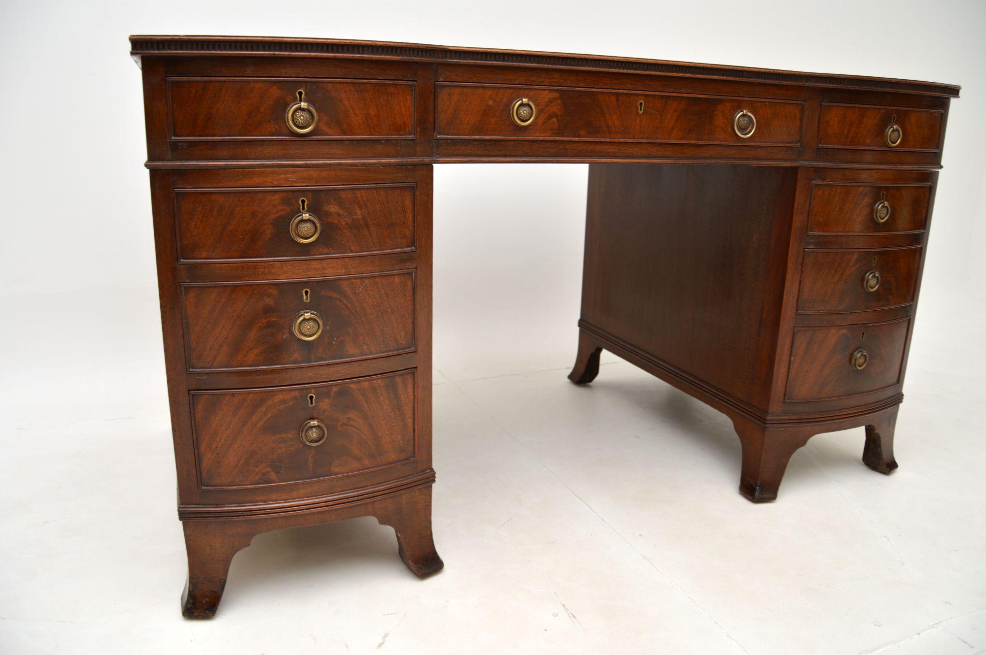 Early 20th Century Antique Leather Top Pedestal Desk