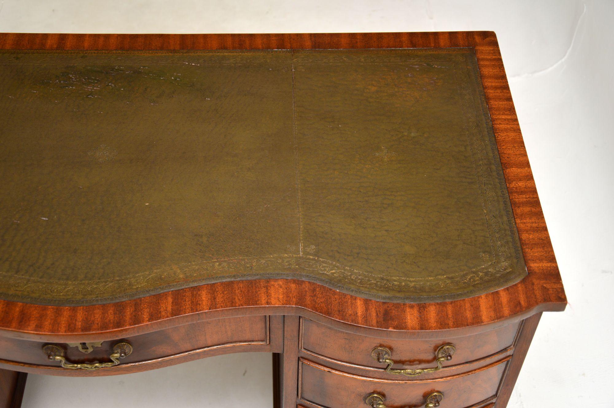 Antique Leather Top Pedestal Desk 3