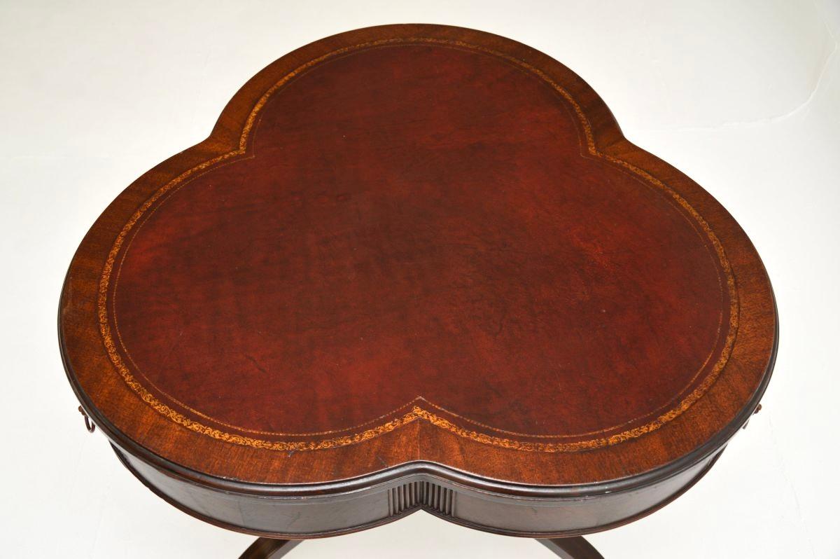 British Antique Leather Top Regency Style Occasional Table