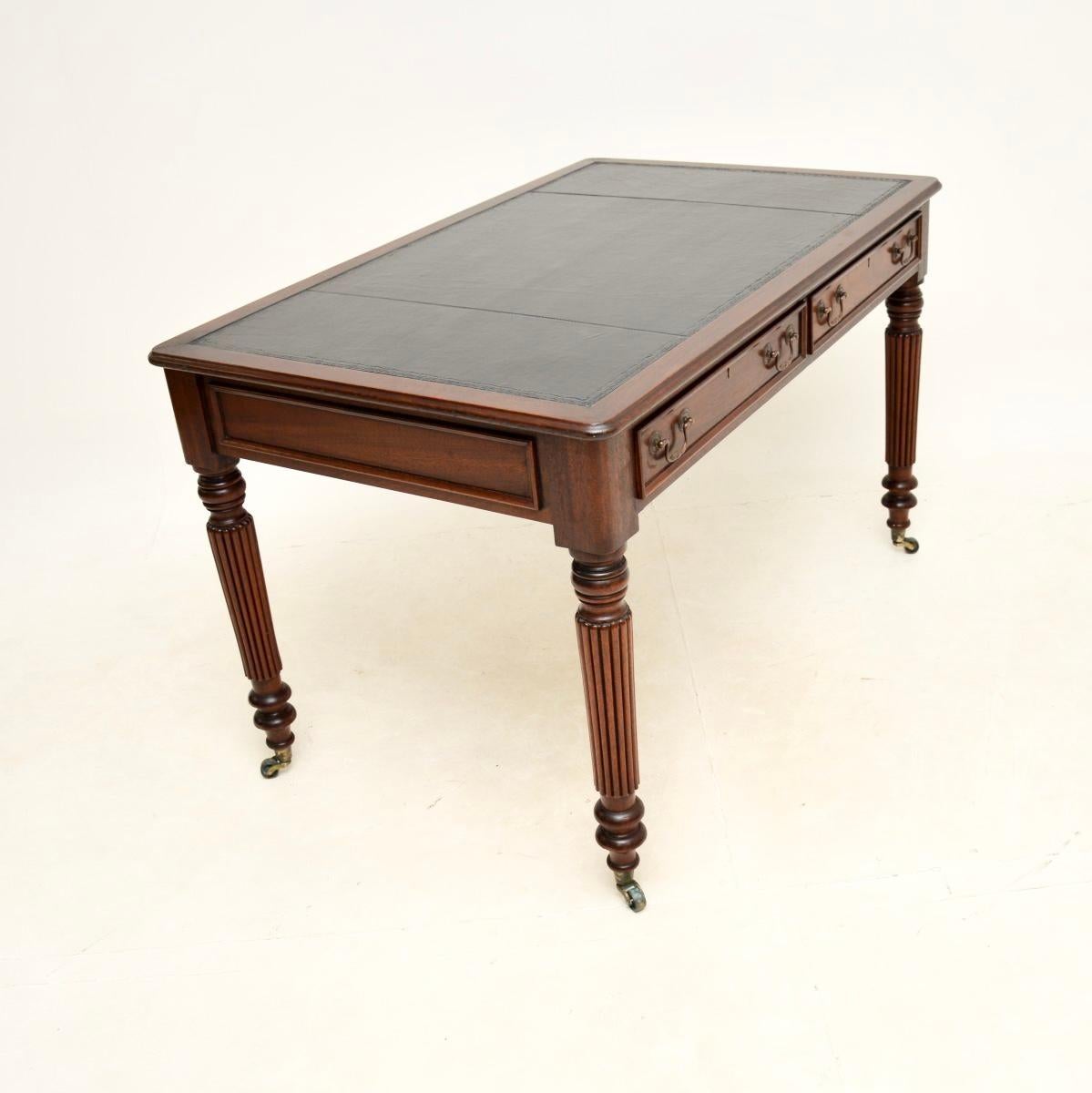 Victorian Antique Leather Top Writing Table / Desk