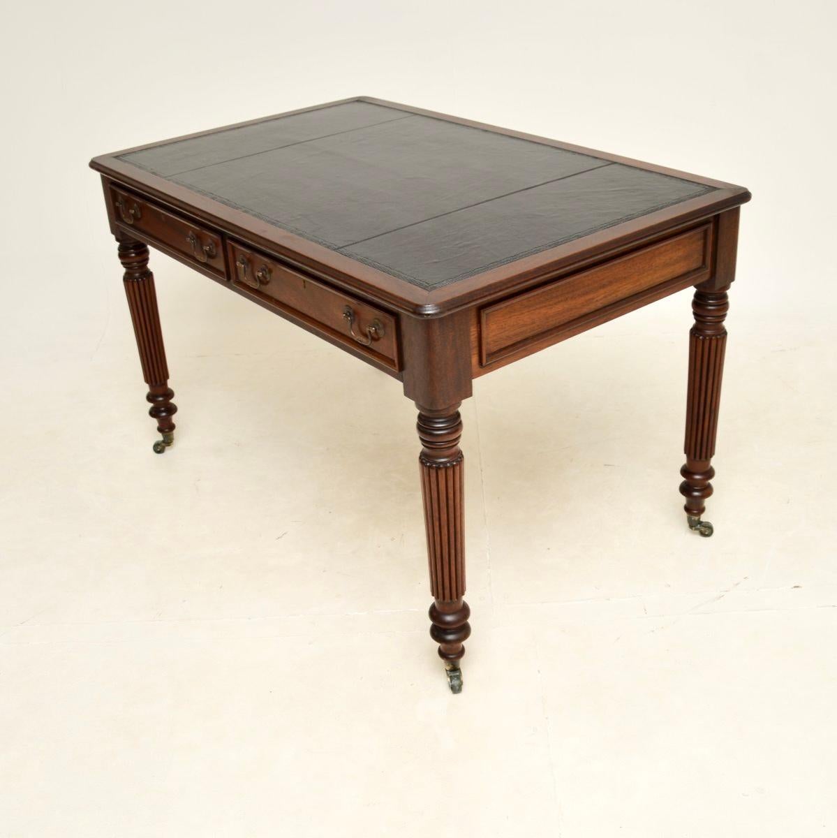 British Antique Leather Top Writing Table / Desk For Sale