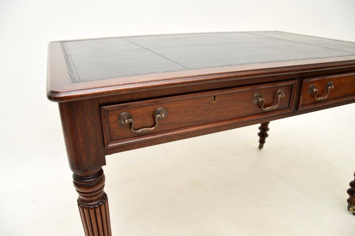 Mid-20th Century Antique Leather Top Writing Table / Desk