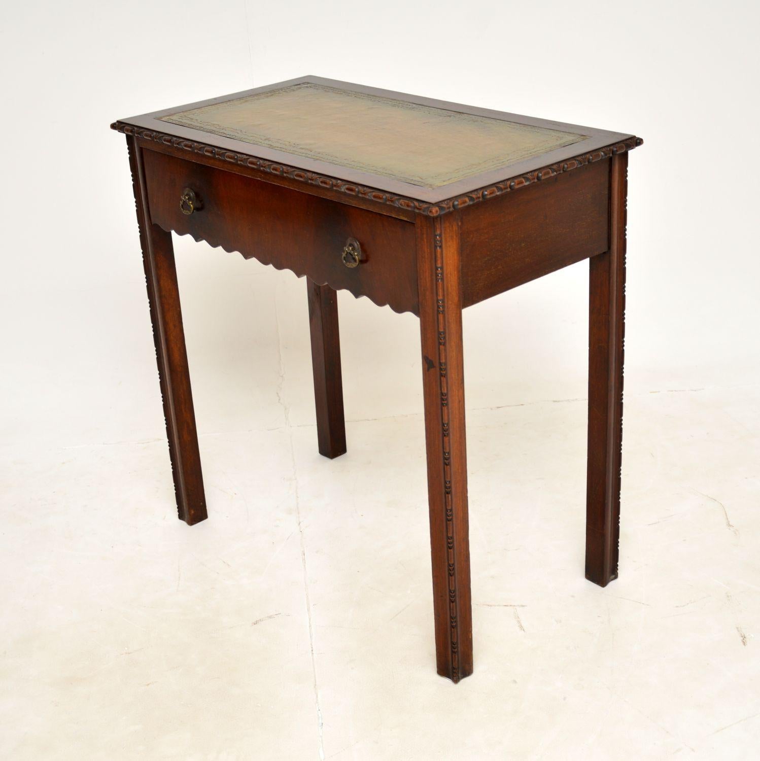 Chippendale Antique Leather Top Writing Table For Sale