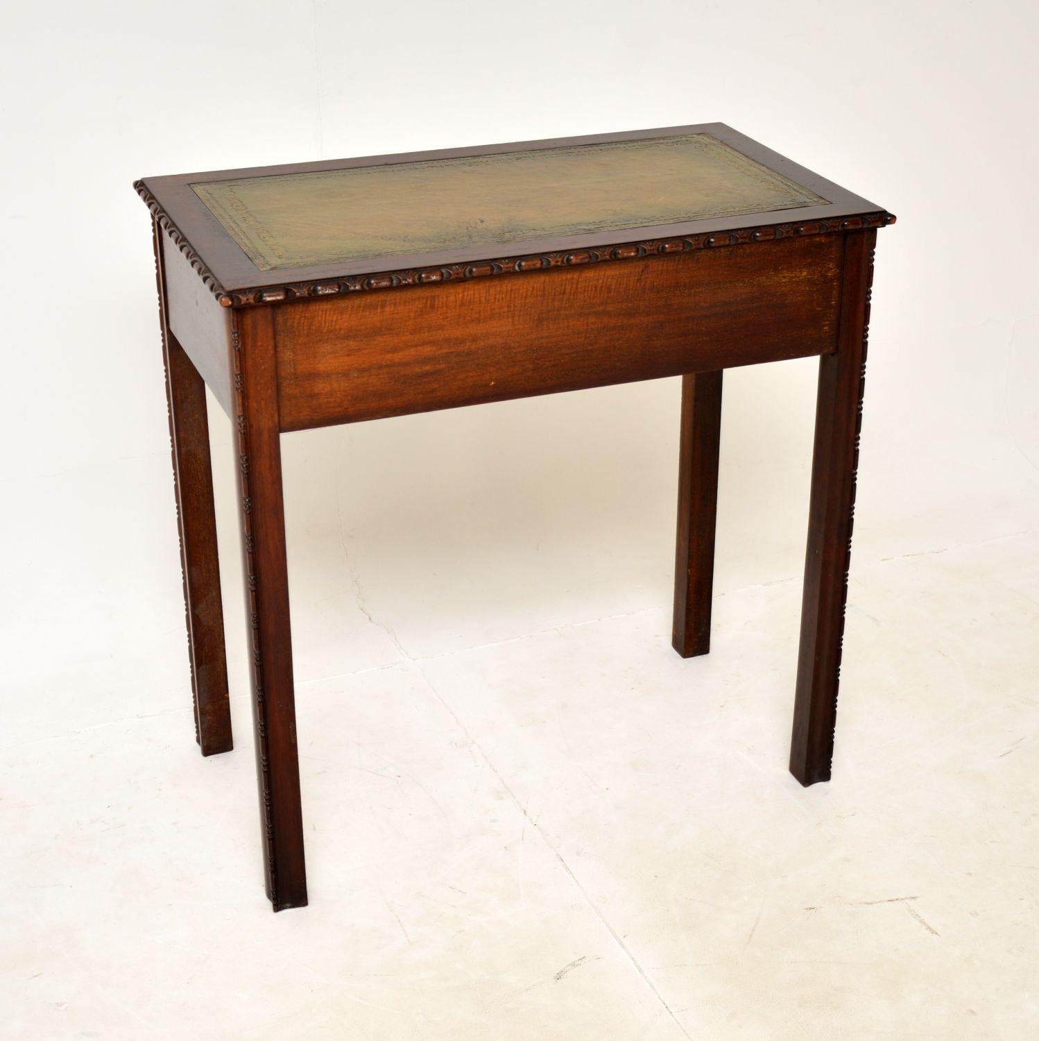 British Antique Leather Top Writing Table For Sale
