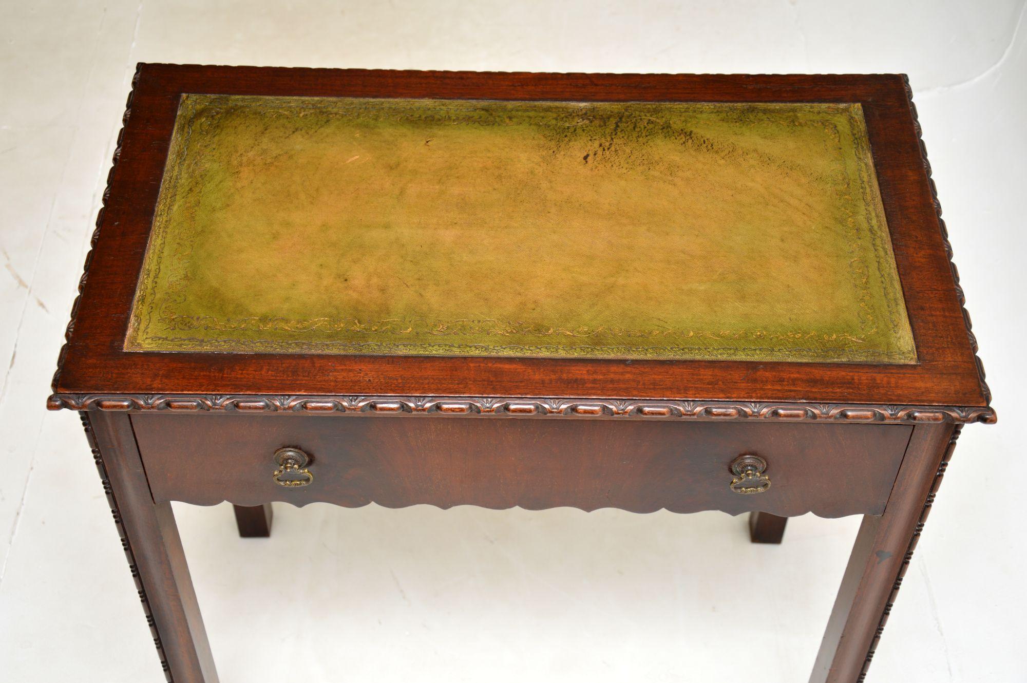 Early 20th Century Antique Leather Top Writing Table For Sale