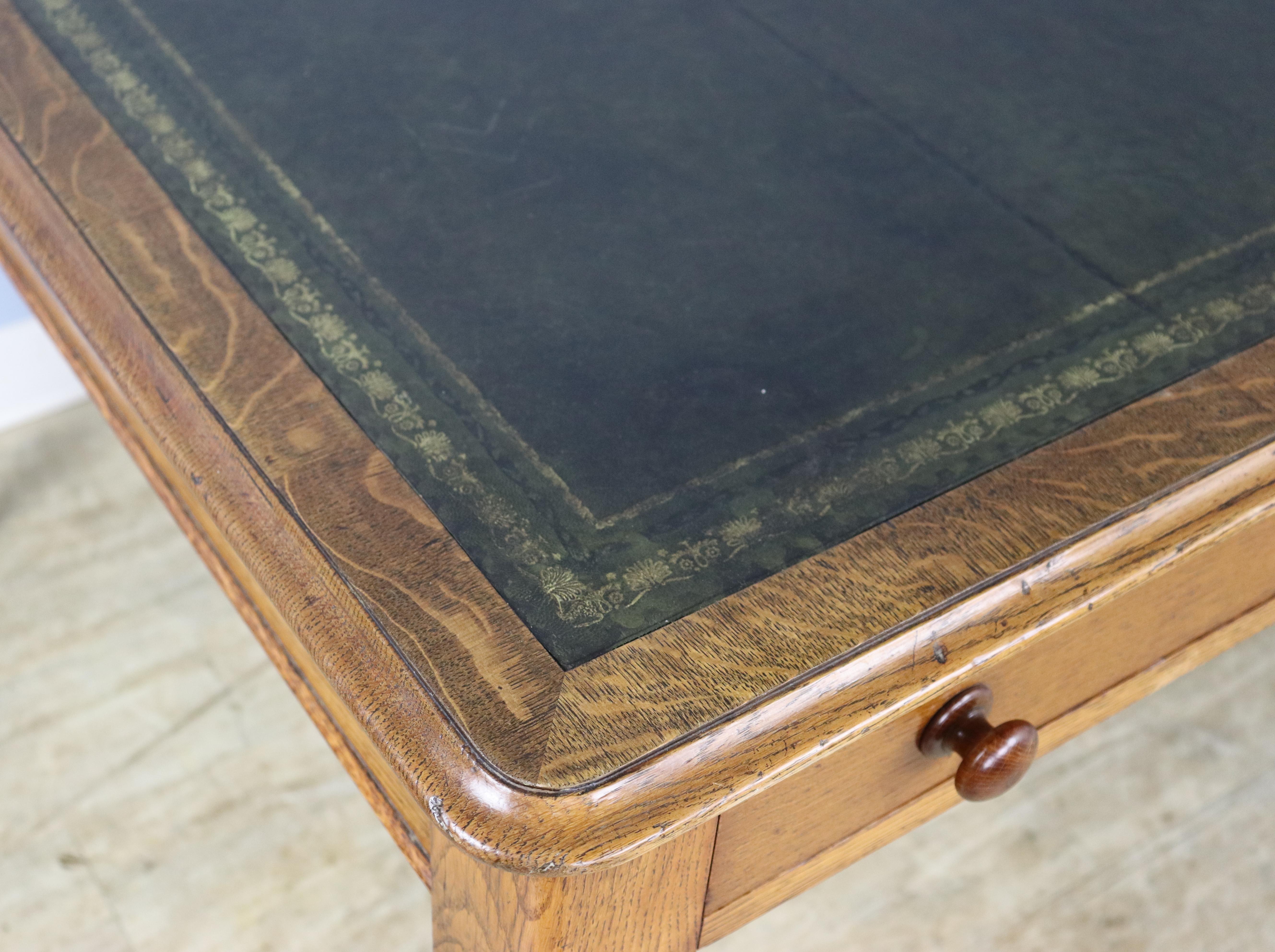 Antique Leather Topped Partner's Desk For Sale 2