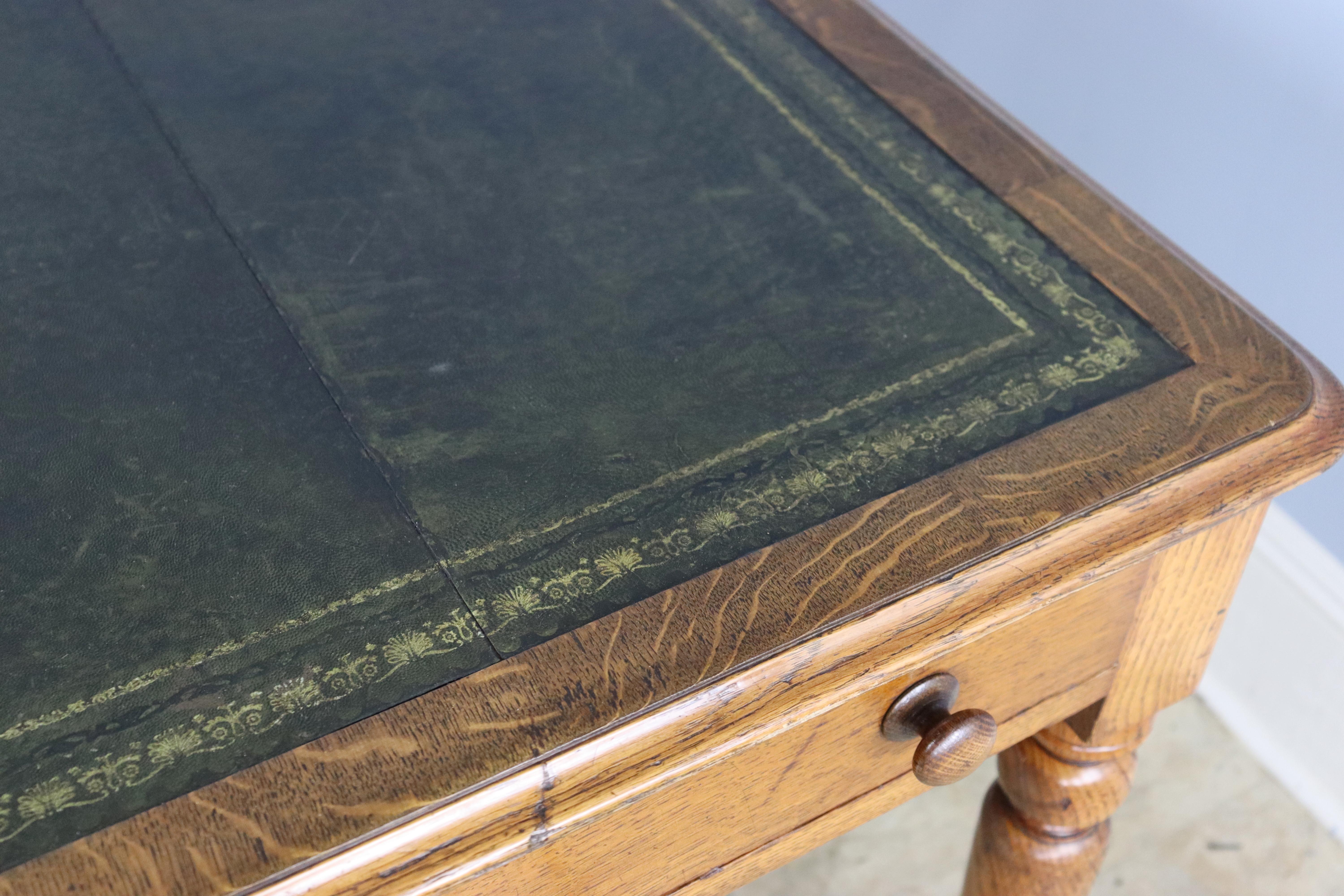 Antique Leather Topped Partner's Desk For Sale 3